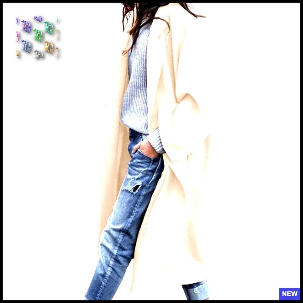 Oversized Wool Blend Trench Coat Double Breasted Long Winter Overcoat Chic - Picture 1 of 7